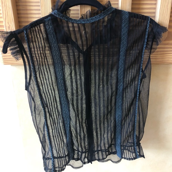 Black Sheer and Crochet Detail Blouse - Picture 11 of 11